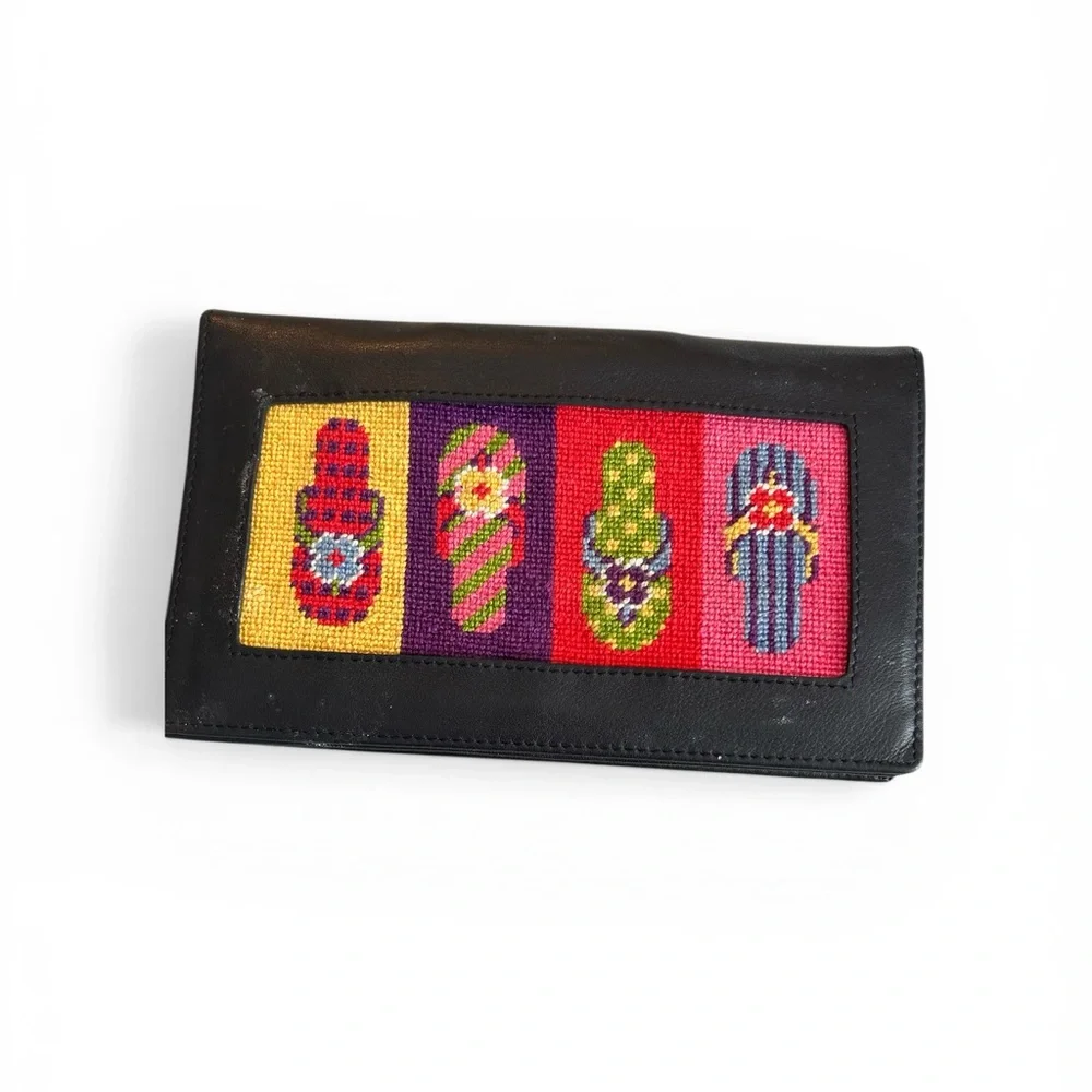 Hand needle point wallet by Lee